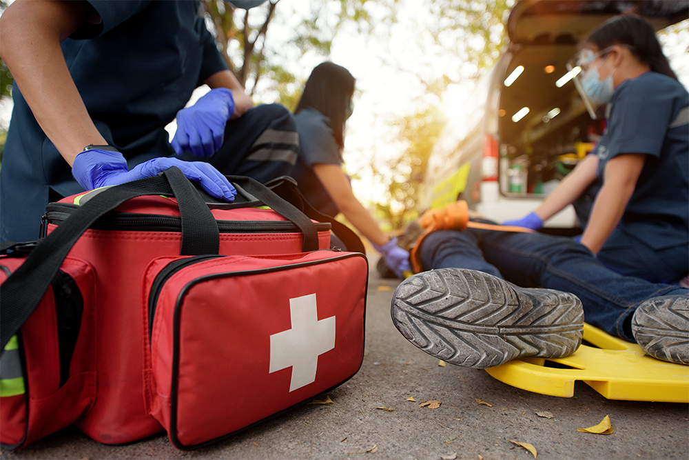 First Aid Kit being used by a team of paramedics